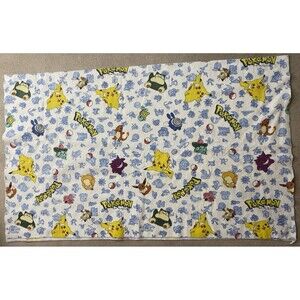 Vintage Nintendo Pokeman Character Fleece Blanket 1998 Pikachu Eevee 73x87 USA